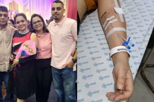 Isys com pai, mãe e irmão em apresentação