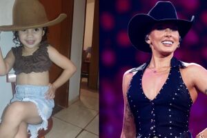 Roupas, chapéu e músicas da Boiadera