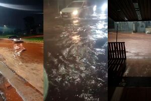 Já dá para nadar? Ruas viram rio após chuva forte em Campo Grande (vídeo)
