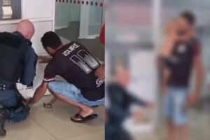 Criança fica trancada em armário de banco e é resgatada pela PM em Paranaíba (Vídeo)