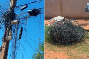 Fios são deixados jogados na rua e ningém se responsabiliza por eles