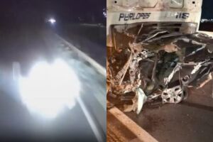 Câmera registra batida com carreta que matou motorista na BR-262, em Três Lagoas (vídeo)