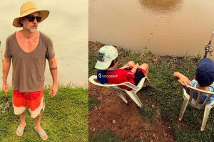 'Cosplay de Velho do Rio', ator Alexandre Nero curte o Pantanal de MS com a fam&iacute;lia