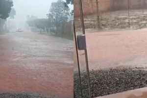Chuva volta com for&ccedil;a, deixa moradores ilhados e transforma ruas em rios em Campo Grande (v&iacute;deo)
