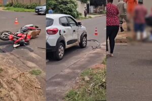 Acidente em cruzamento deixa motociclista ferido no Jardim Anache (v&iacute;deo)