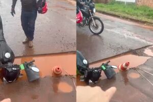 Motociclista de aplicativo cai em buraco sem sinaliza&ccedil;&atilde;o: 'Quero meus direitos' (v&iacute;deo)