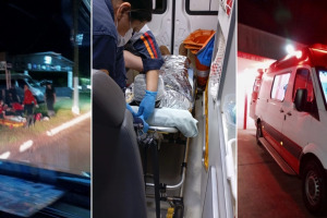 Jovem cai de moto durante manobras sem capacete em frente a parque de exposi&ccedil;&otilde;es