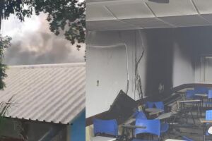 Sala de aula pega fogo e assusta estudantes e funcion&aacute;rios da UFMS (v&iacute;deo)