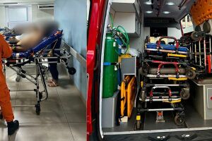 As macas precisaram ser retiradas de dentro da Santa Casa apra uso dos bombeiro militares 