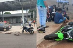 Carro invade preferencial e deixa motociclista em estado grave em S&atilde;o Gabriel do Oeste