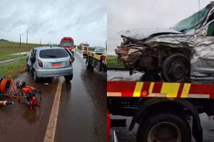 Motoristas se envolvem em acidente e ficam presos &agrave;s ferragens na BR-163