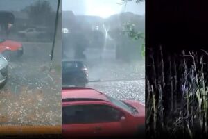 Tempestade de granizo destr&oacute;i carros e casas no interior de MS (v&iacute;deo)