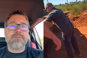 Pollon ajuda a destombar carro capotado em estrada vicinal (v&iacute;deo)