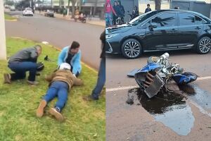 Moto parte ao meio durante acidente grave em avenida de Dourados (v&iacute;deo)