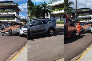 Acidente com capotamento envolve cinco ve&iacute;culos em Campo Grande