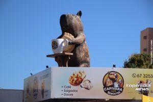 Chamando aten&ccedil;&atilde;o de quem passa, capivara da Coronel Antonino &eacute; estrela de caf&eacute; (v&iacute;deo)