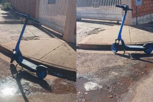Patinete &eacute; abandonado em rua da Vila Margarida durante a madrugada