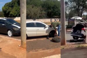 Buraco causa sequ&ecirc;ncia de pneus estourados e revolta moradores na Avenida Euler de Azevedo (v&iacute;deo)