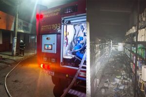 Inc&ecirc;ndio atinge supermercado durante a madrugada em Corumb&aacute;
