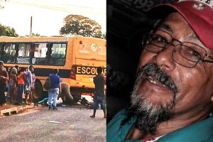 Homem &eacute; atropelado por &ocirc;nibus com a neta em bicicleta el&eacute;trica e morre em Anast&aacute;cio 
