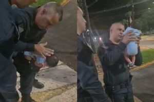 Fam&iacute;lia chora enquanto policiais militares salvam vida de beb&ecirc; engasgado em Campo Grande (v&iacute;deo)