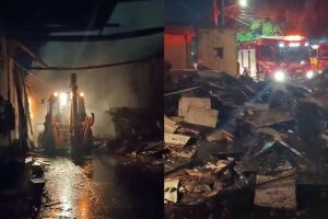 Inc&ecirc;ndio de grandes propor&ccedil;&otilde;es destr&oacute;i marcenaria em Campo Grande (v&iacute;deo)