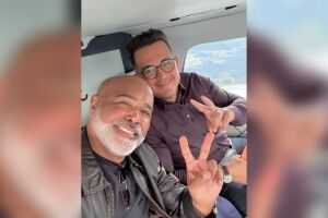 Rick Sollo e Bruno Avelar antes da queda de helic&oacute;ptero em Santa Catarina