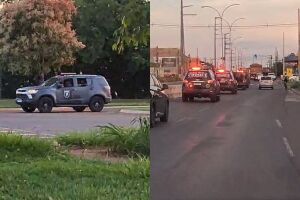 Comboio da Pol&iacute;cia Civil, Choque, Marinha e PRF chama aten&ccedil;&atilde;o no Centro de Campo Grande (v&iacute;deo)