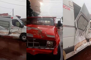Ambul&acirc;ncia &eacute; atingida por caminhonete a caminho de ocorr&ecirc;ncia em Itapor&atilde; (v&iacute;deo)