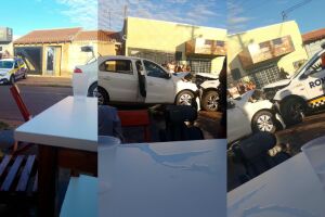 Carro da Ronda Escolar bate de frente com ve&iacute;culo de passeio no Aero Rancho (v&iacute;deo)