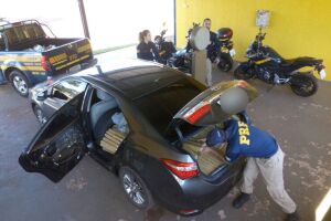 PRF apreende 670 kg de maconha em veículo roubado