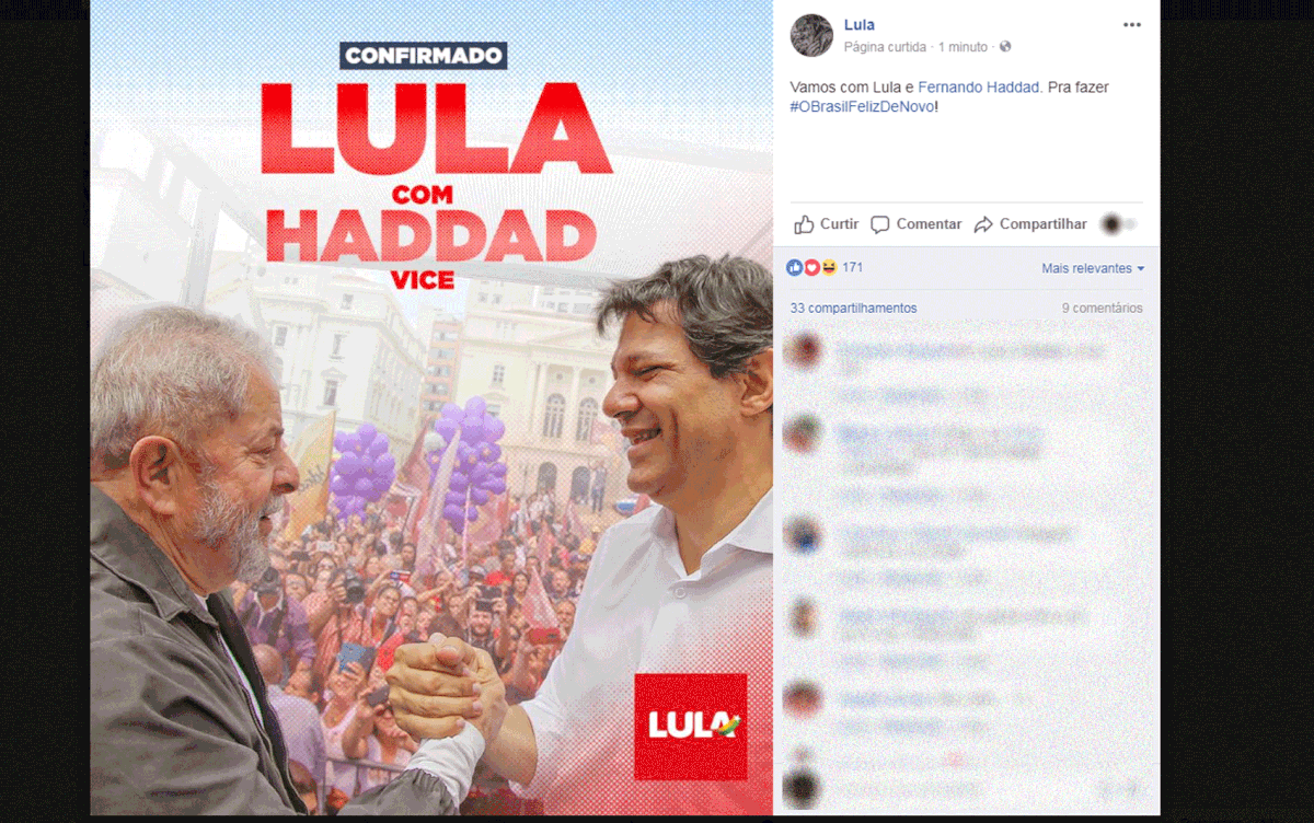 Haddad será vice na chapa de Lula, e PT faz acordo com o PCdoB
