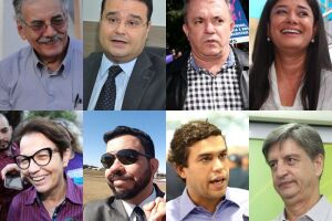 Deputados federais eleitos: Luiz Ovando, Fábio Trad, Vander Loubet, Rosi Modesto, Tereza Cristina, Tio Trutis, Beto Pereira e Dagoberto Nogueira