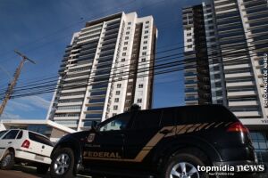 Policiais federais cumpriram mandado hoje de manhã em prédio luxuoso de Campo Grande