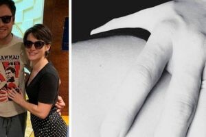 Bianca Bin e Sergio Guizé exibem alianças após se casarem em segredo