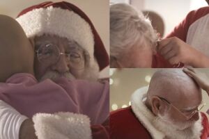 'Papai Noel' visita crian&ccedil;as com c&acirc;ncer e fica careca para mostrar igualdade e empatia