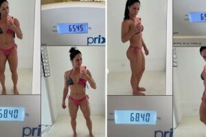 Graciele Lacerda posa de biquíni para mostrar antes e depois da dieta: 'estava bem inchada'