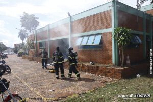AGORA: incêndio atinge escritório da Águas Guariroba em Campo Grande