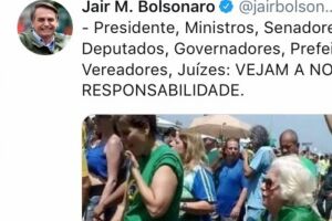 Bolsonaro causa polêmica ao postar foto antiga, com idosa falecida para exaltar manifestação