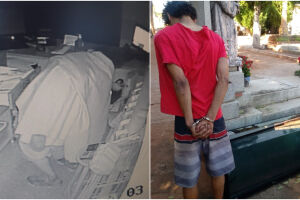 Ladrão fantasma: homem cobre-se com toalha, furta TV e a esconde em cemitério