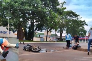 Acidente entre carro e moto deixa motociclista de 28 anos gravemente ferido