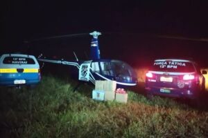Helicóptero entra em pane elétrica e militares apreendem cocaína e skank em Naviraí