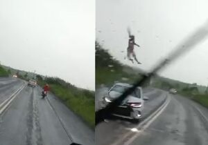 Motociclista voando e agonizando em acidente na BR não é de MS (vídeo)