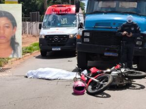 Maria do Carmo foi parar embaixo do veículo pesado