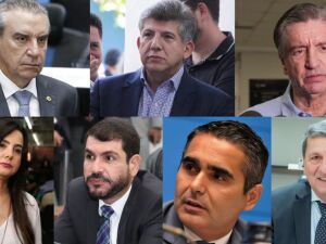 Da esquerda para direita: Paulo Corr&ecirc;a (PL), L&iacute;dio Lopes (Avante), Dagoberto Nogueira (PP), Mara Caseiro (PL), Jamilson Name (PP), Herculano Borges e o atual conselheiro do Tribunal de Contas do Estado (TCE-MS), S&eacute;rgio de Paula