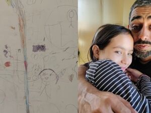 Em vez de proibir, fam&iacute;lia reserva parede para Cec&iacute;lia e conversa sobre cada desenho: '&eacute; um jeito dela mostrar as emo&ccedil;&otilde;es'