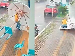 Rajada derrubou trabalhador durante temporal no centro da cidade