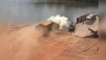 Caminhão desgovernado cai no rio Xingu e motorista pula para se salvar (vídeo)