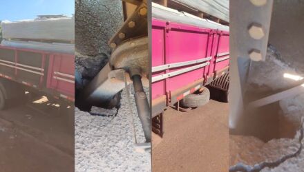 Ve&iacute;culo usava suporte para descarregar material em um dep&oacute;sito de constru&ccedil;&atilde;o