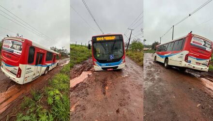 Pouco mais de um m&ecirc;s atr&aacute;s, outro &ocirc;nibus j&aacute; havia ficado preso no mesmo trecho